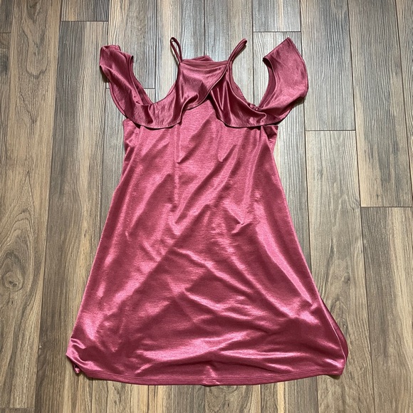 Express Satin Ruffle Trapeze Dress - S, Mauve/Pink - Picture 4 of 6